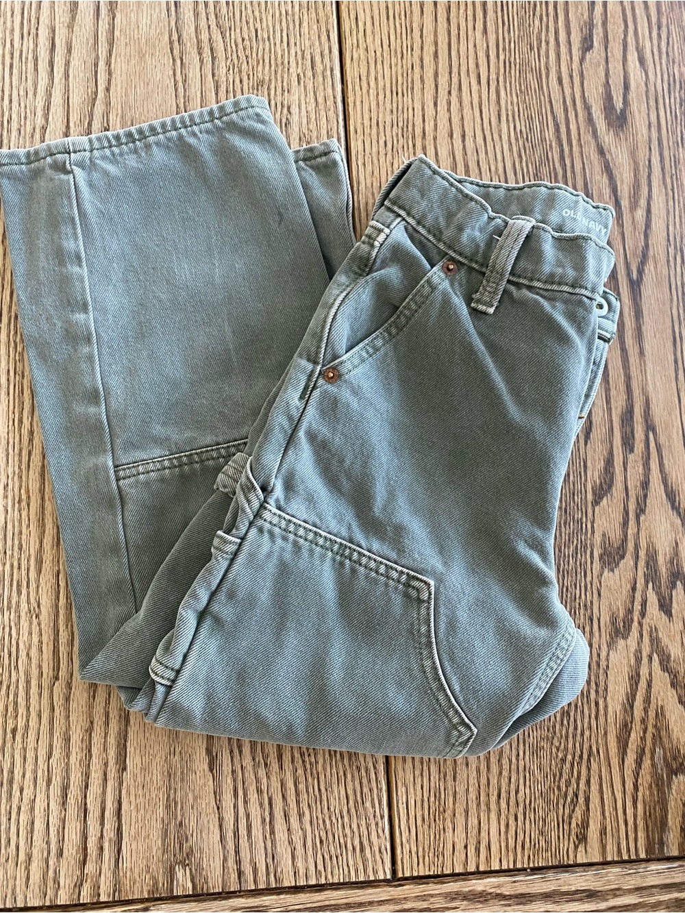 Old Navy Denim Carpenter Pants- Green- Adjustable Waist - Size 7